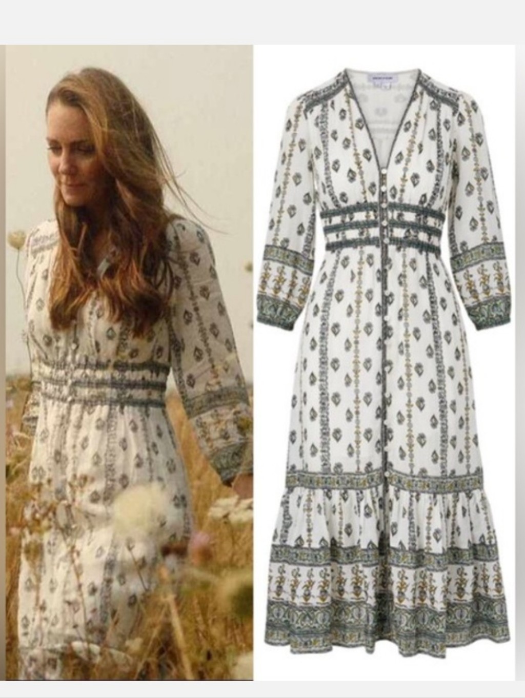 Veronica Beard 'Castella' Floral Dress In Ivory Aso Kate Middleton